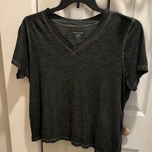 Eileen Fisher Washed Charcoal V-Neck Short Sleeve Tee